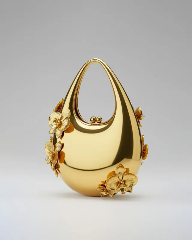 Lydia Floral Embellished Handbag - Gold sold by JW PEI