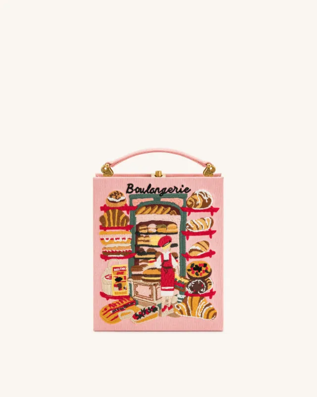Taya-Bakery Embroidered Pattern Book Shape Clutch Bag - Pink sold by JW PEI