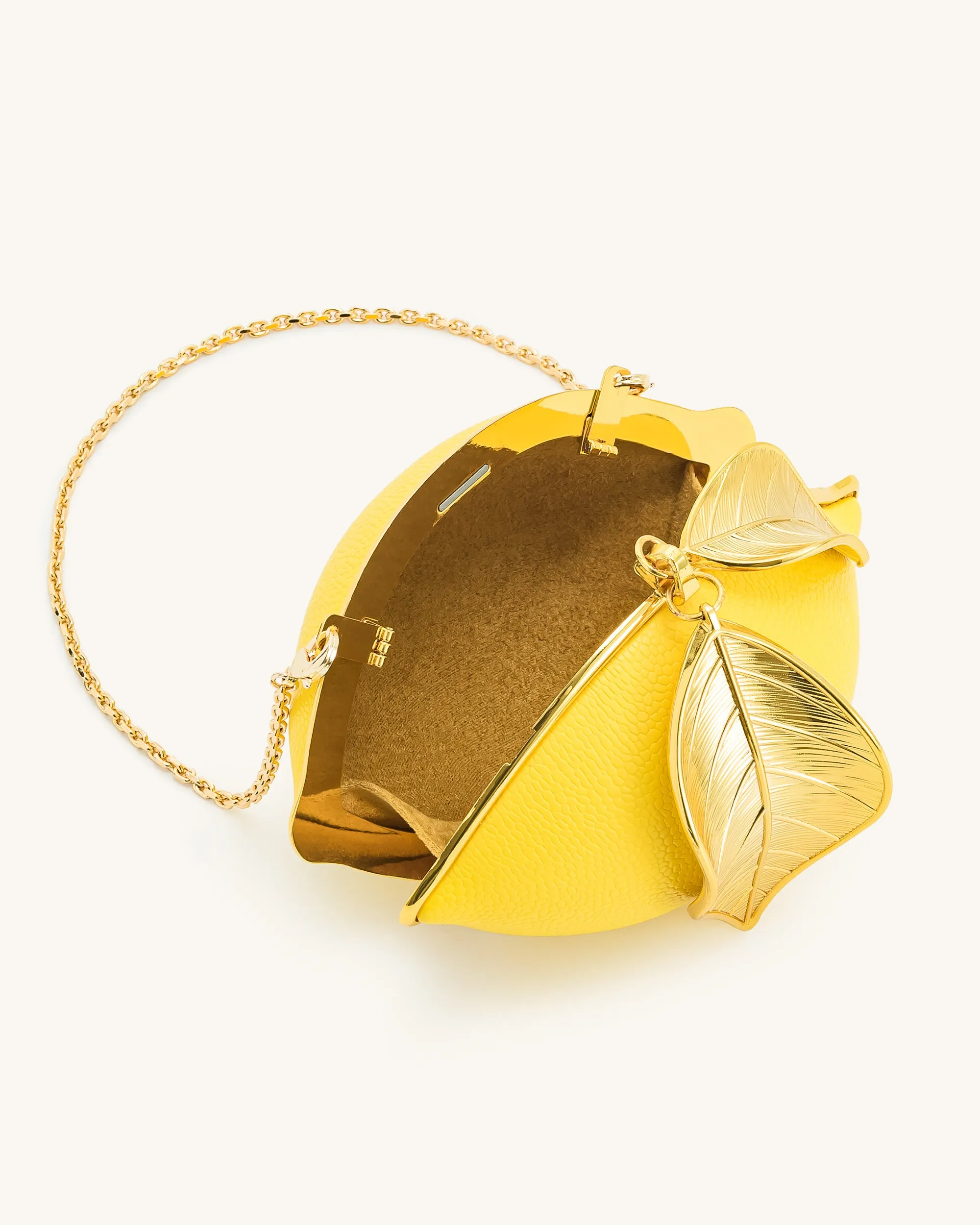Tori Vegan Leather Metal Structure Clutch - Lemon Yellow sold by JW PEI product image thumbnail 5