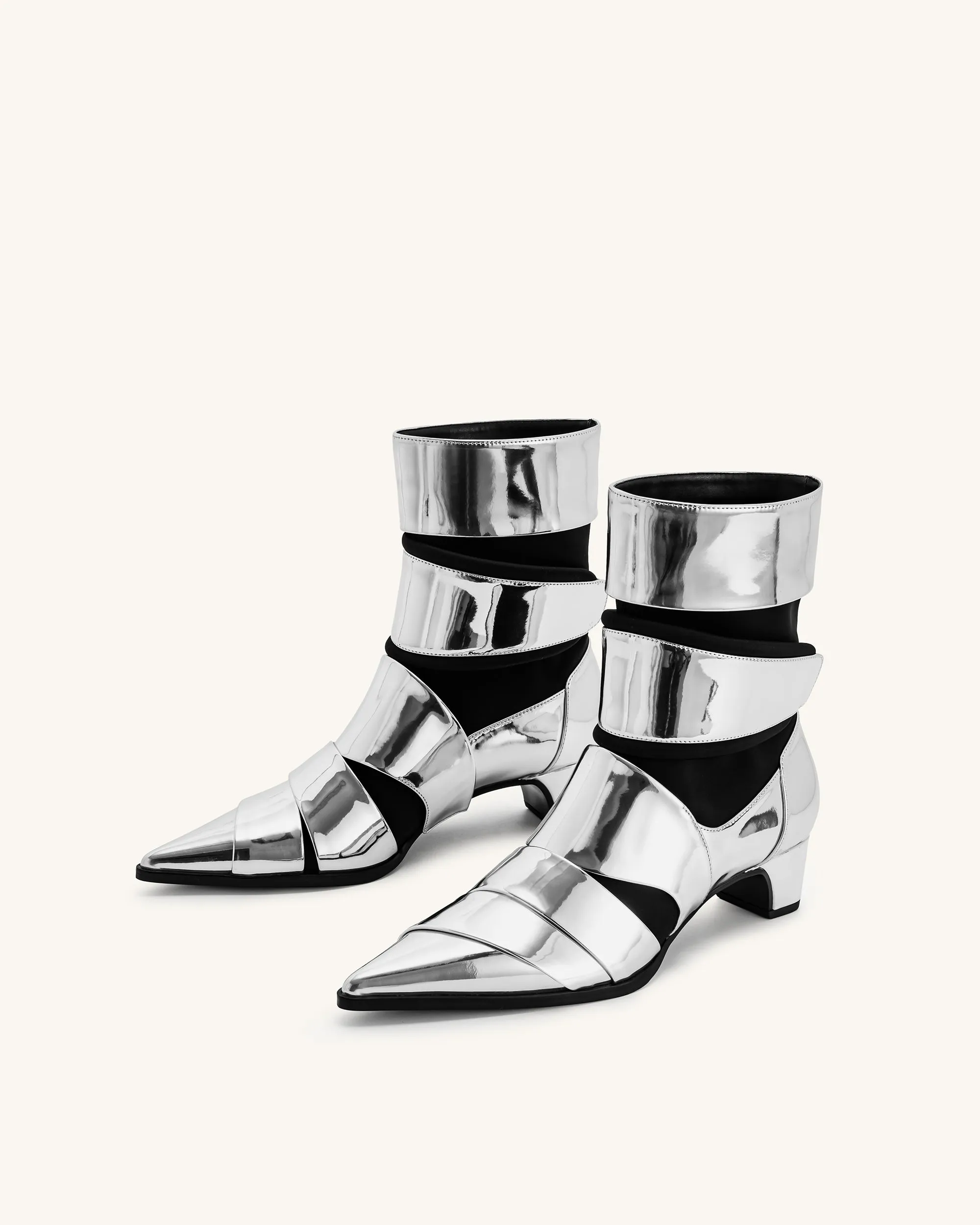 Emily Strap Ankle Boots - Silver sold by JW PEI