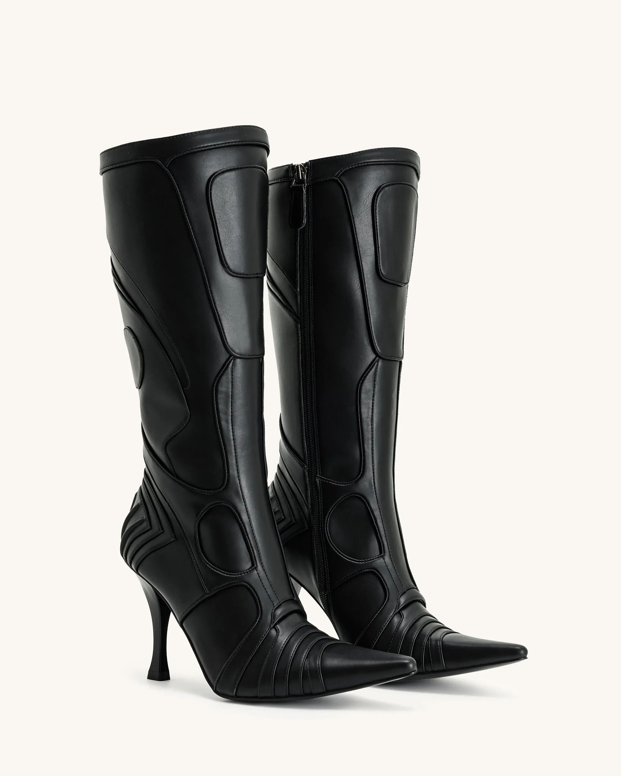 Odette Futuristic Heeled Bike Boots - Black sold by JW PEI