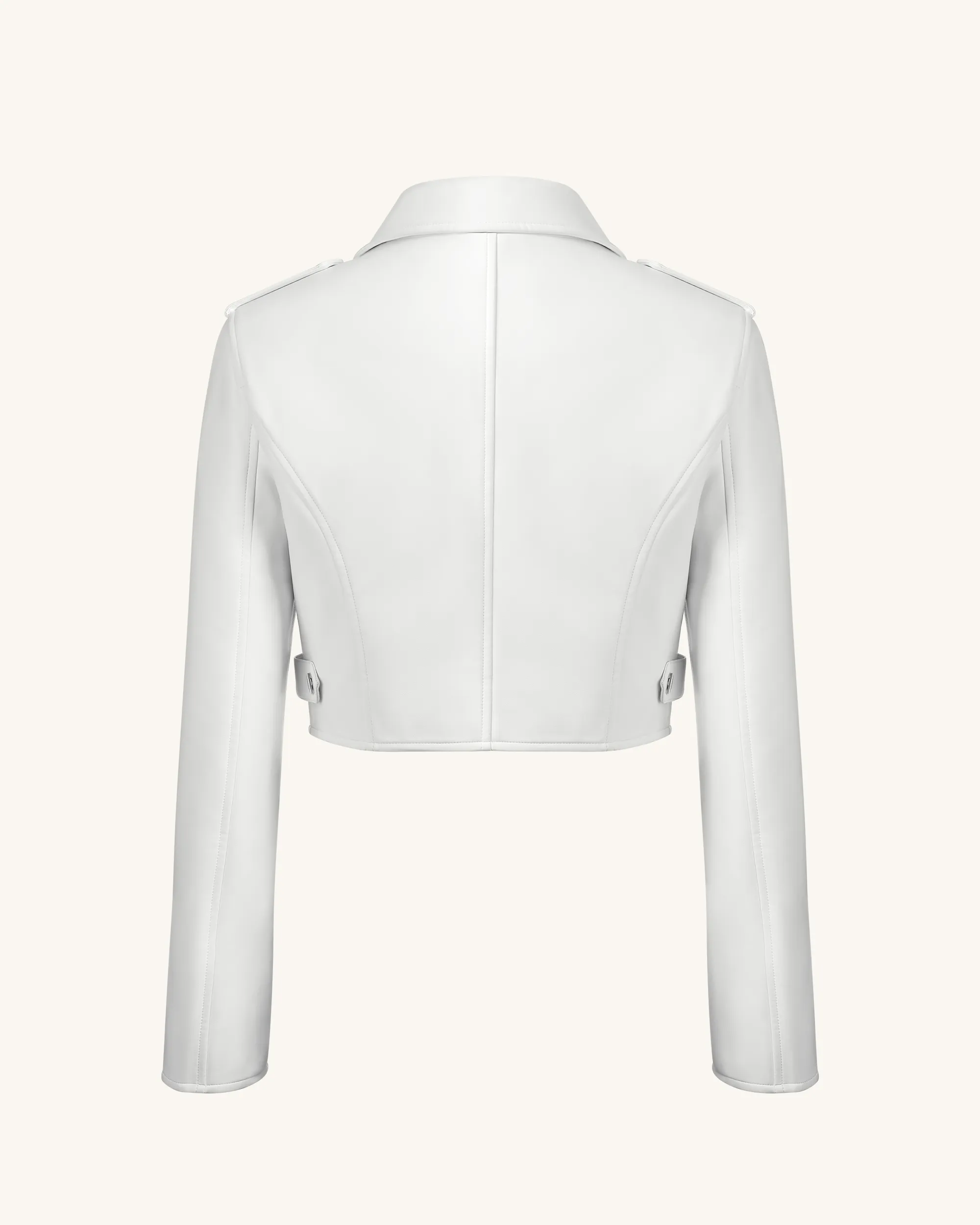 Sophie Cropped Leather Jacket - White & Red sold by JW PEI product image thumbnail 4