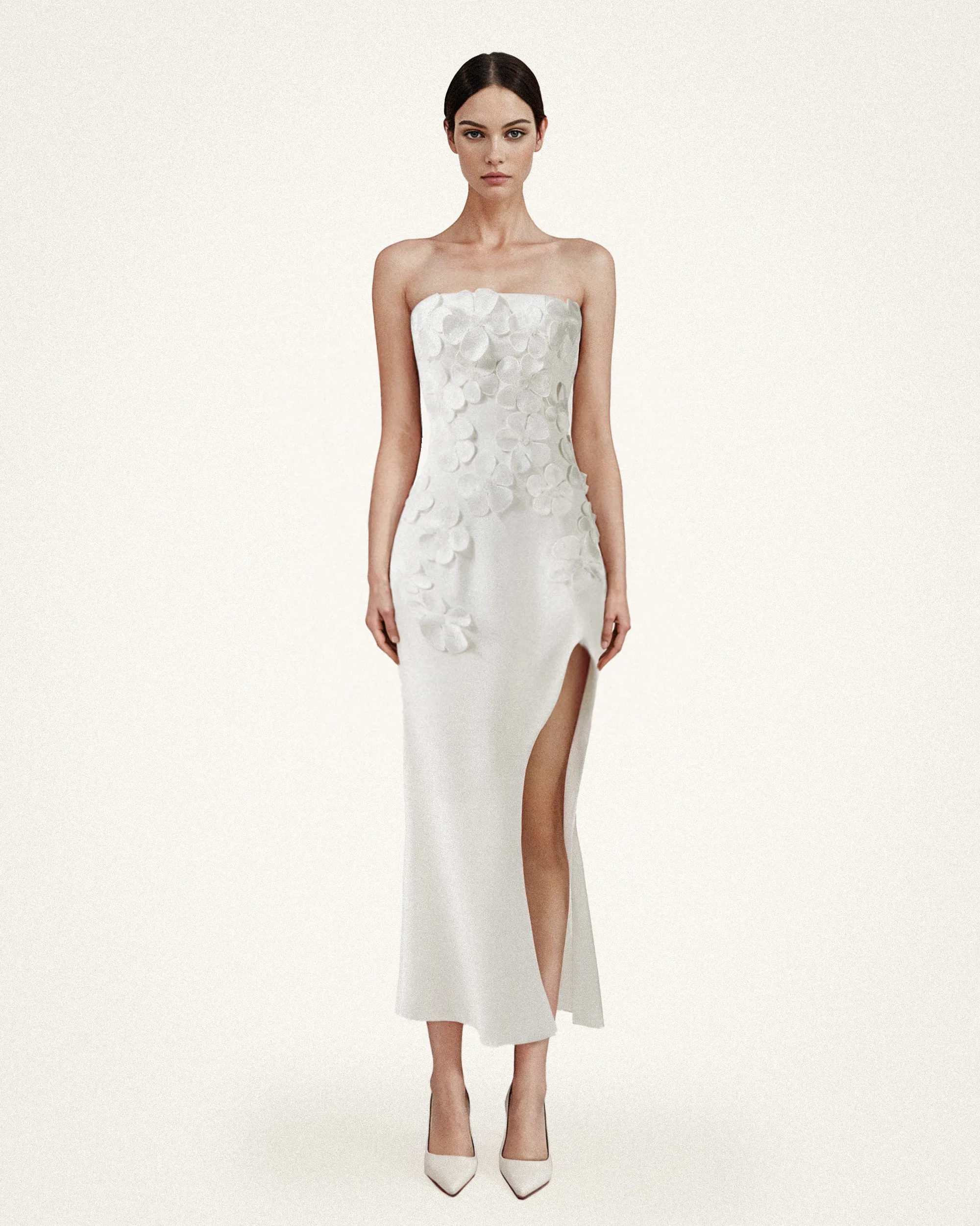 Floral Embroidered Long Dress - White sold by JW PEI