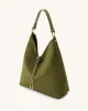 Aria Faux Suede Shoulder Bag - Dark Olive sold by JW PEI