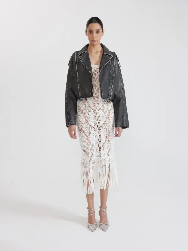 Studded Leather Crop Jacket - Black sold by JW PEI