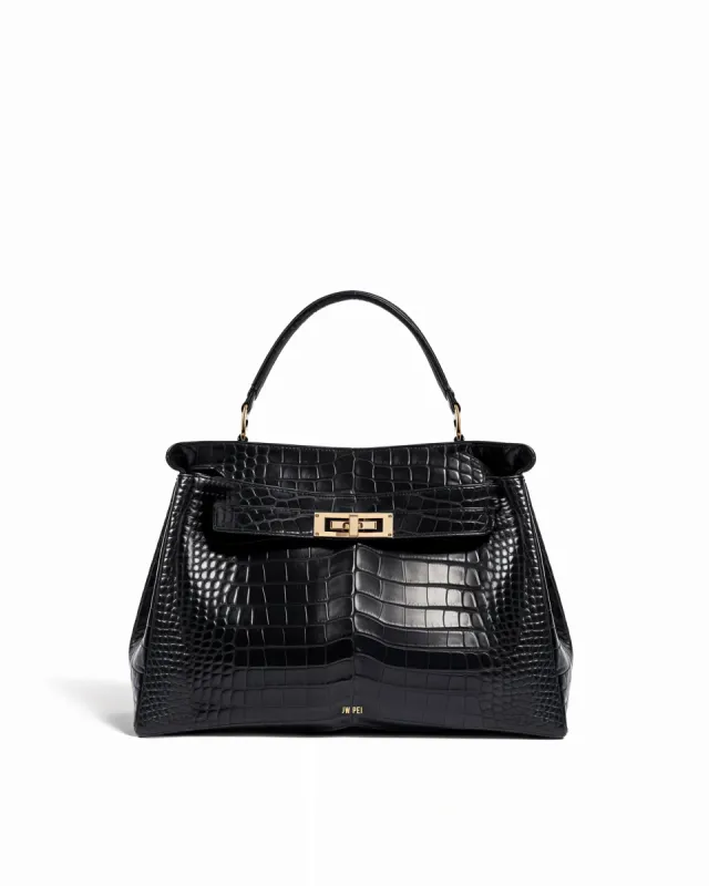 Sophia Croc-Embossed Glam Bag - Black sold by JW PEI