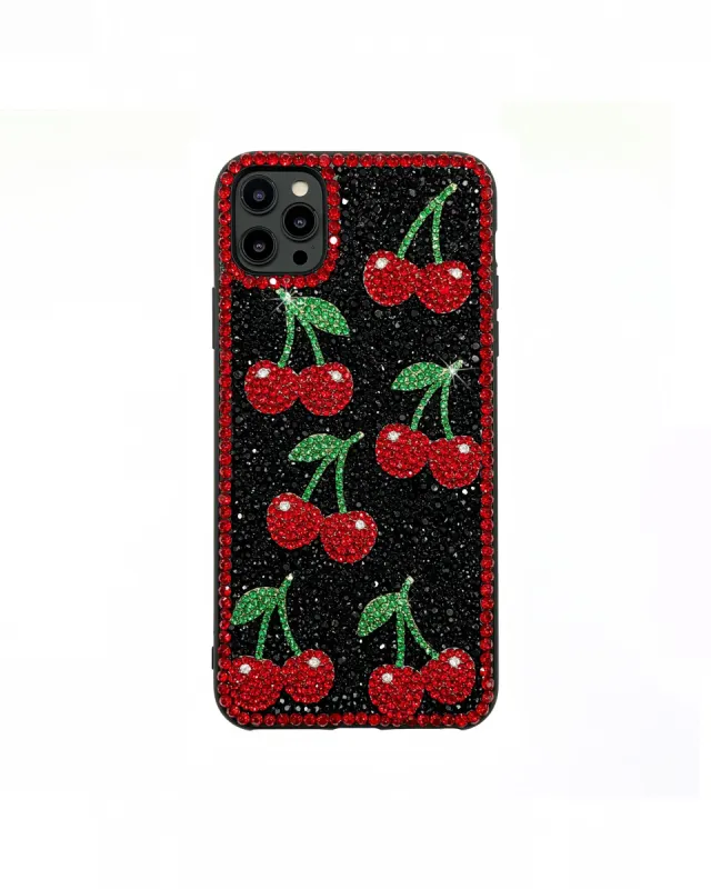Cherry Phone Case - Black Multicolor sold by JW PEI