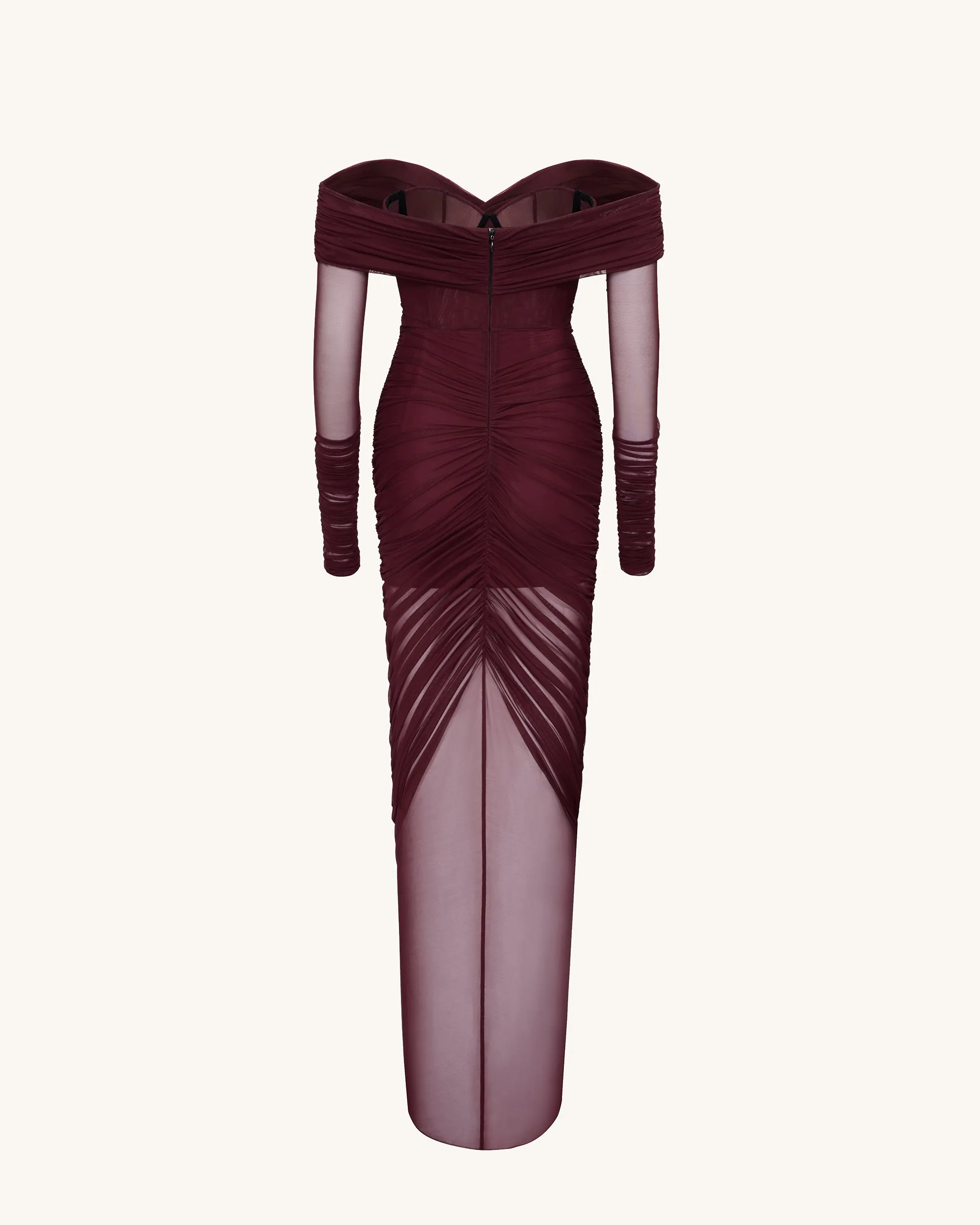 Emily Elegant Off-Shoulder Ruched Gown - Red sold by JW PEI product image thumbnail 3