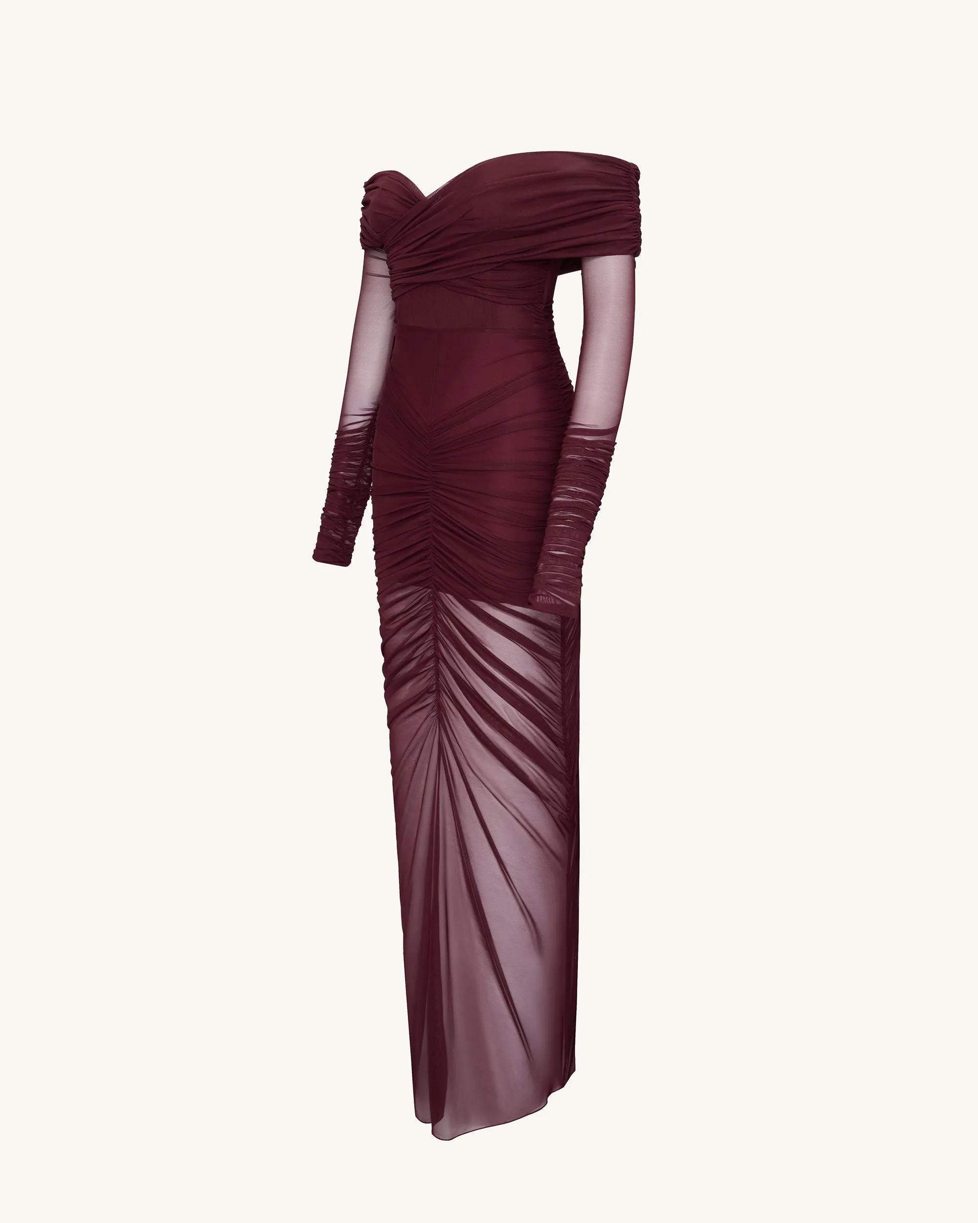 Emily Elegant Off-Shoulder Ruched Gown - Red sold by JW PEI product image thumbnail 2