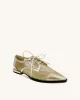 Naomi Metallic Lace-Up Flats - Gold sold by JW PEI