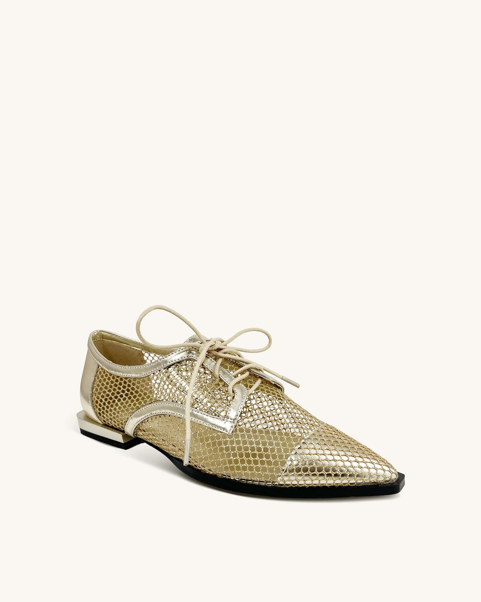 Naomi Metallic Lace-Up Flats - Gold sold by JW PEI product image thumbnail 3