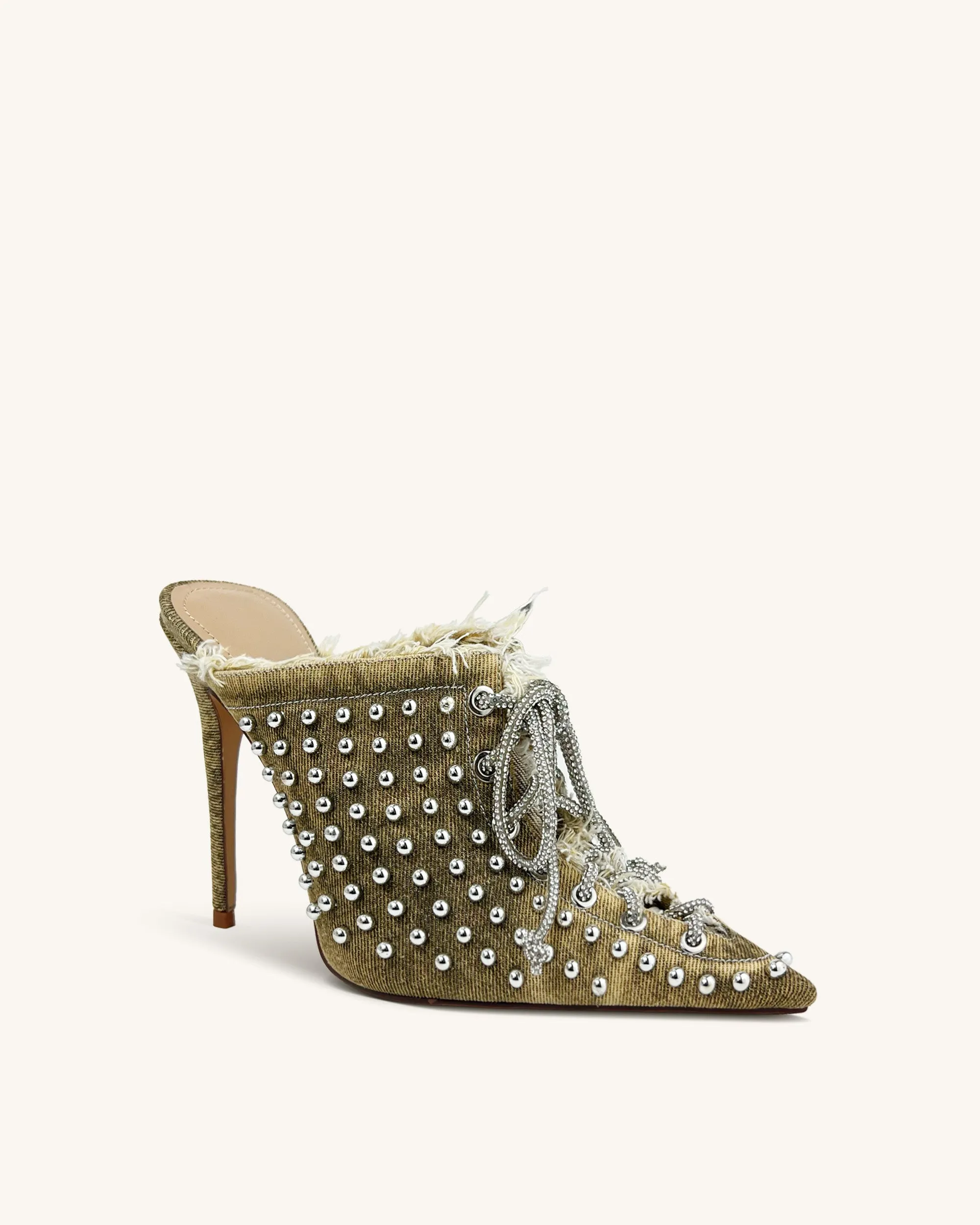 Ellie Studded Lace-Up Heels - Olive Green sold by JW PEI product image thumbnail 3