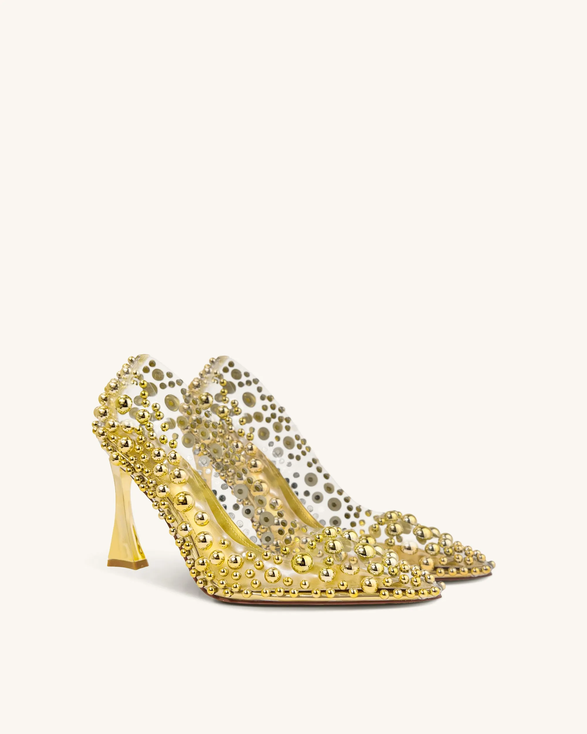 Lillian Glass Studded Pumps - Gold sold by JW PEI