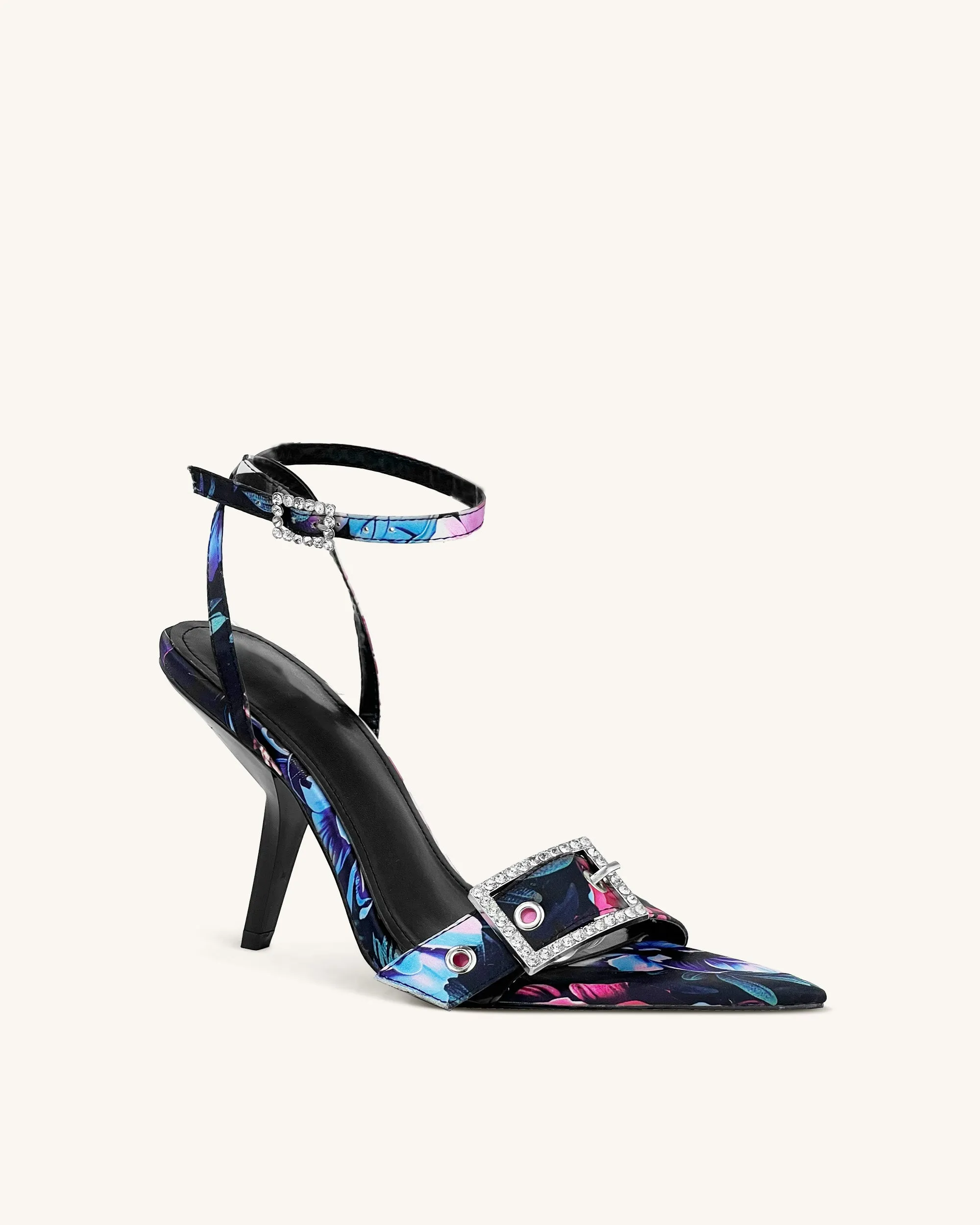 Autumn Floral High Heel Sandals - Multicolor Black sold by JW PEI product image thumbnail 3