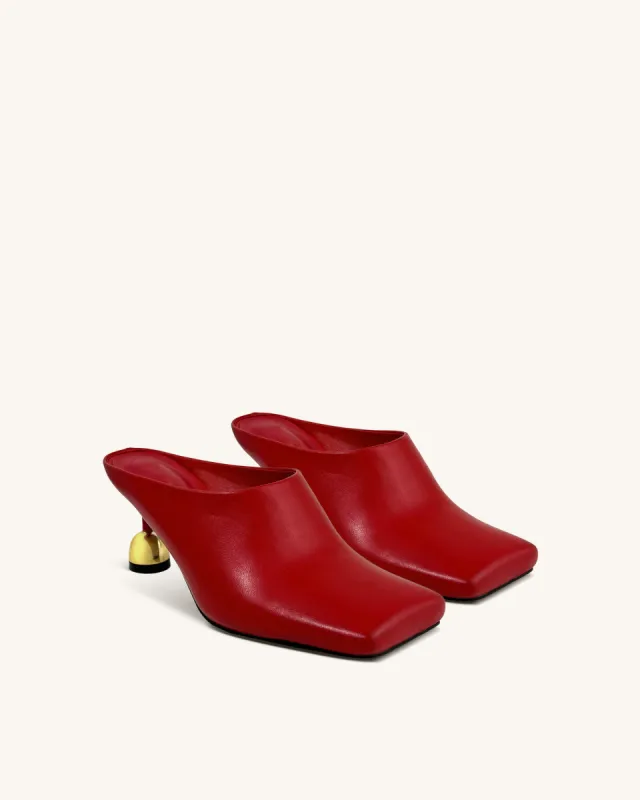 Hadley Mules with Metallic Heel - Red sold by JW PEI