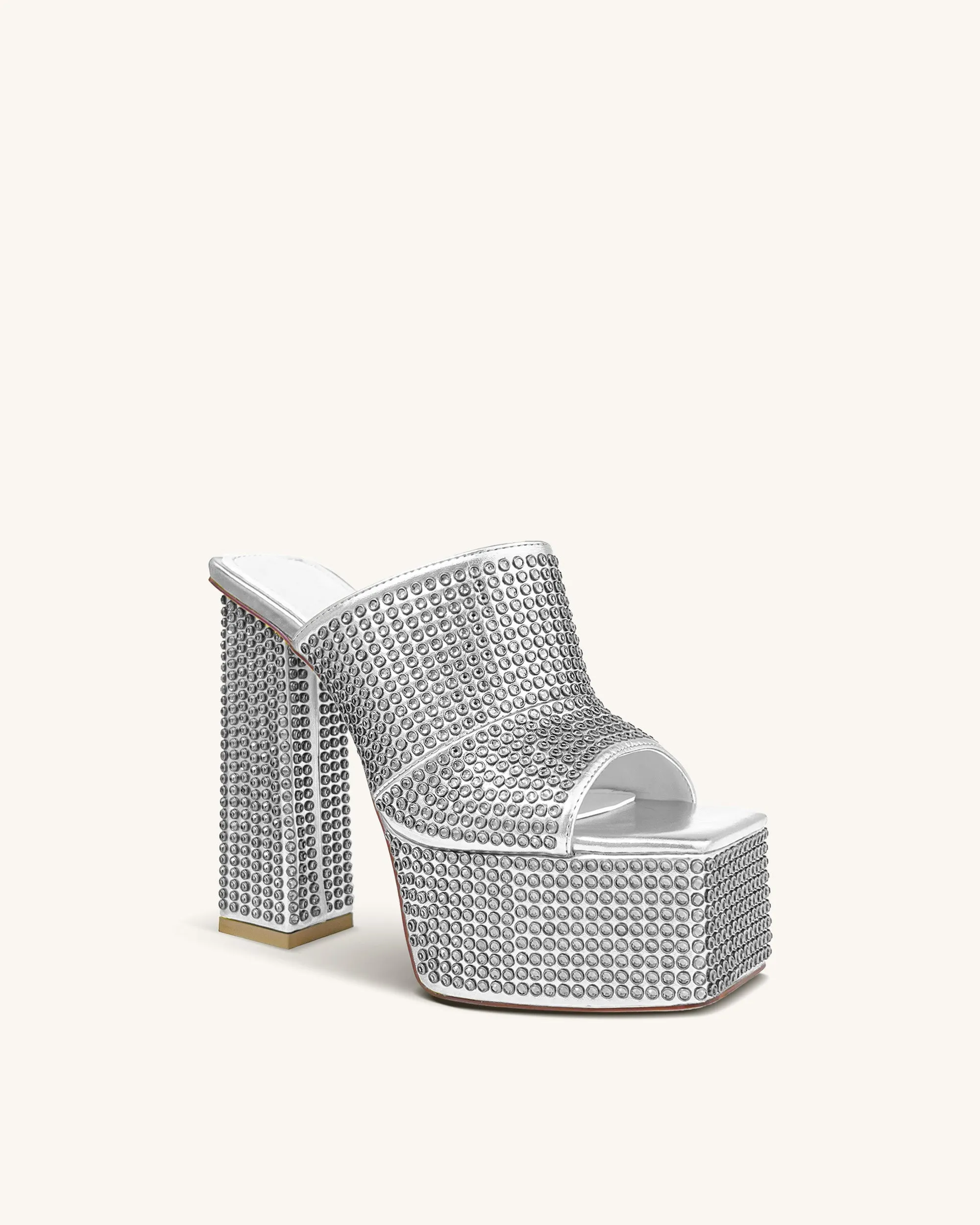 Stella Rhinestone-Embellished Platform Sandals - Silver sold by JW PEI product image thumbnail 3