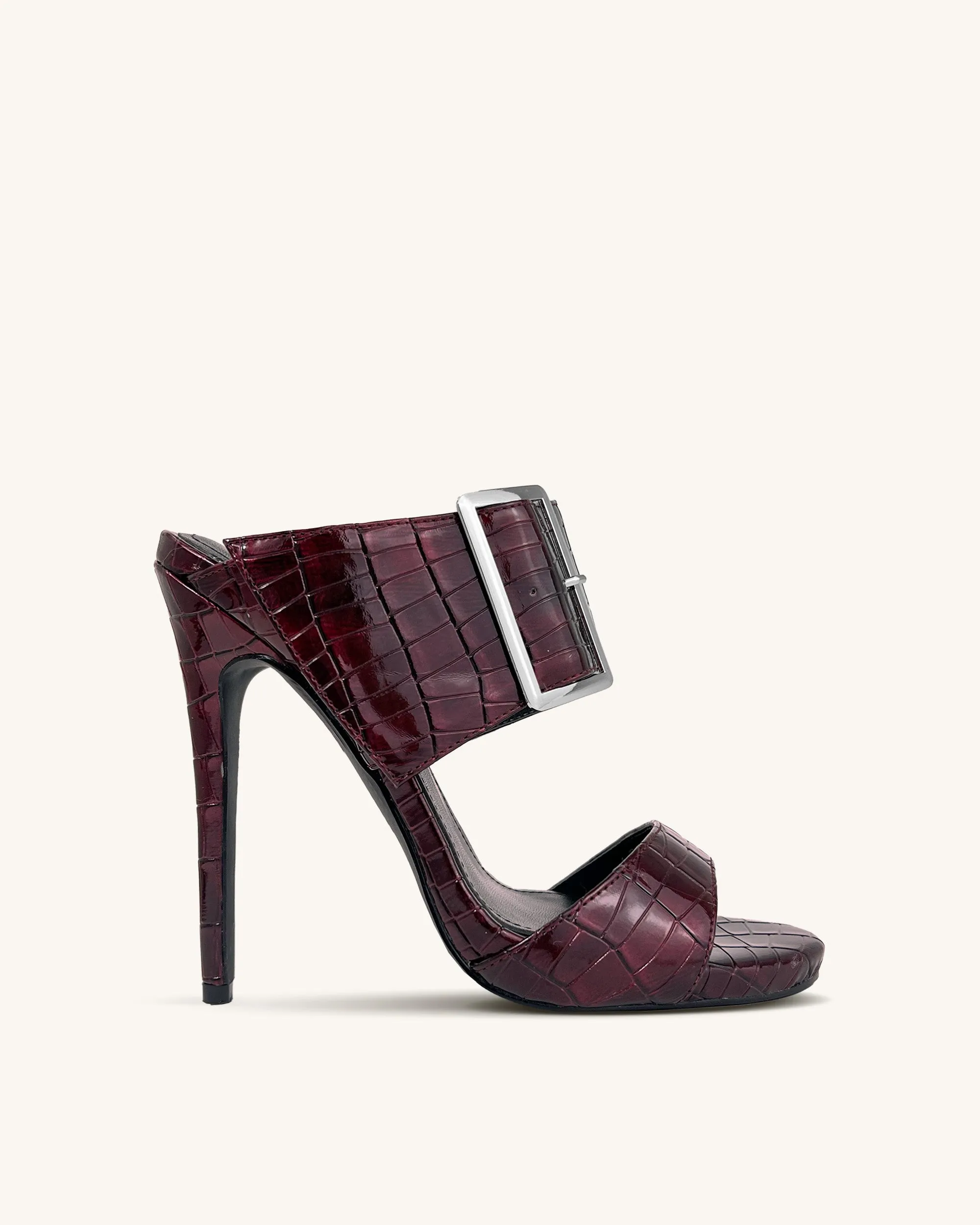 Leah Croc-Effect High Heel Sandals - Burgundy sold by JW PEI product image thumbnail 2