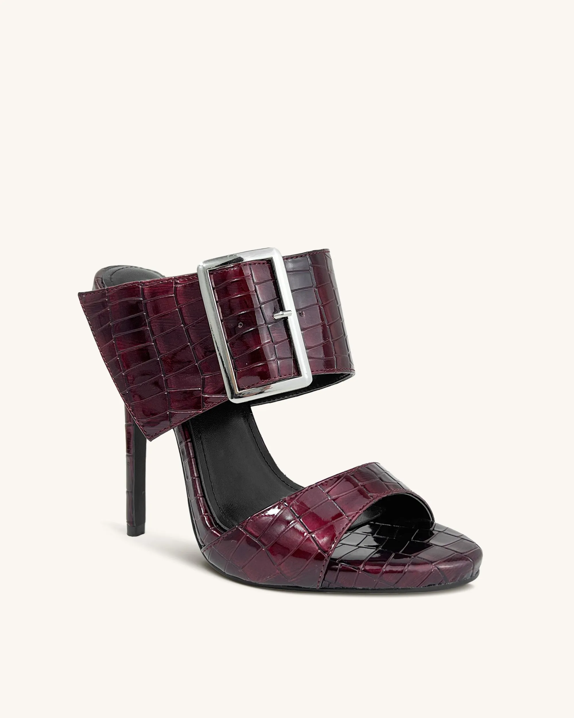 Leah Croc-Effect High Heel Sandals - Burgundy sold by JW PEI product image thumbnail 3