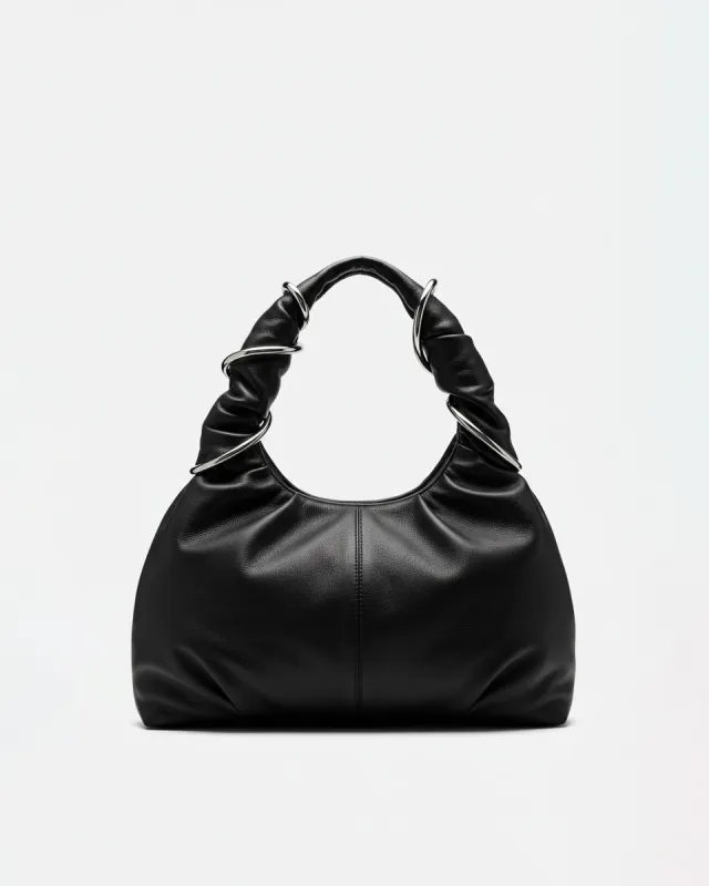 Amara Ruched Handle Bag - Black sold by JW PEI