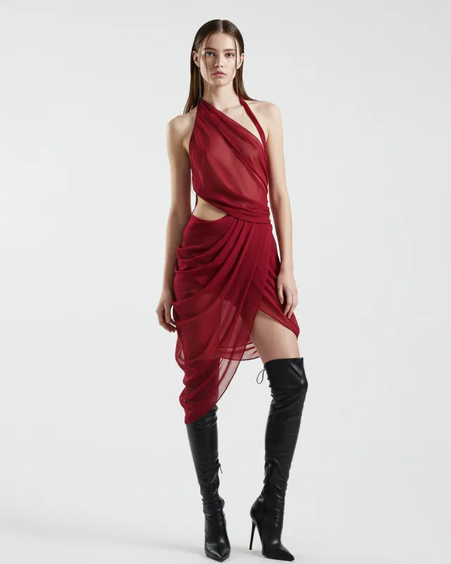 Sheer Cutout Dress - Red sold by JW PEI