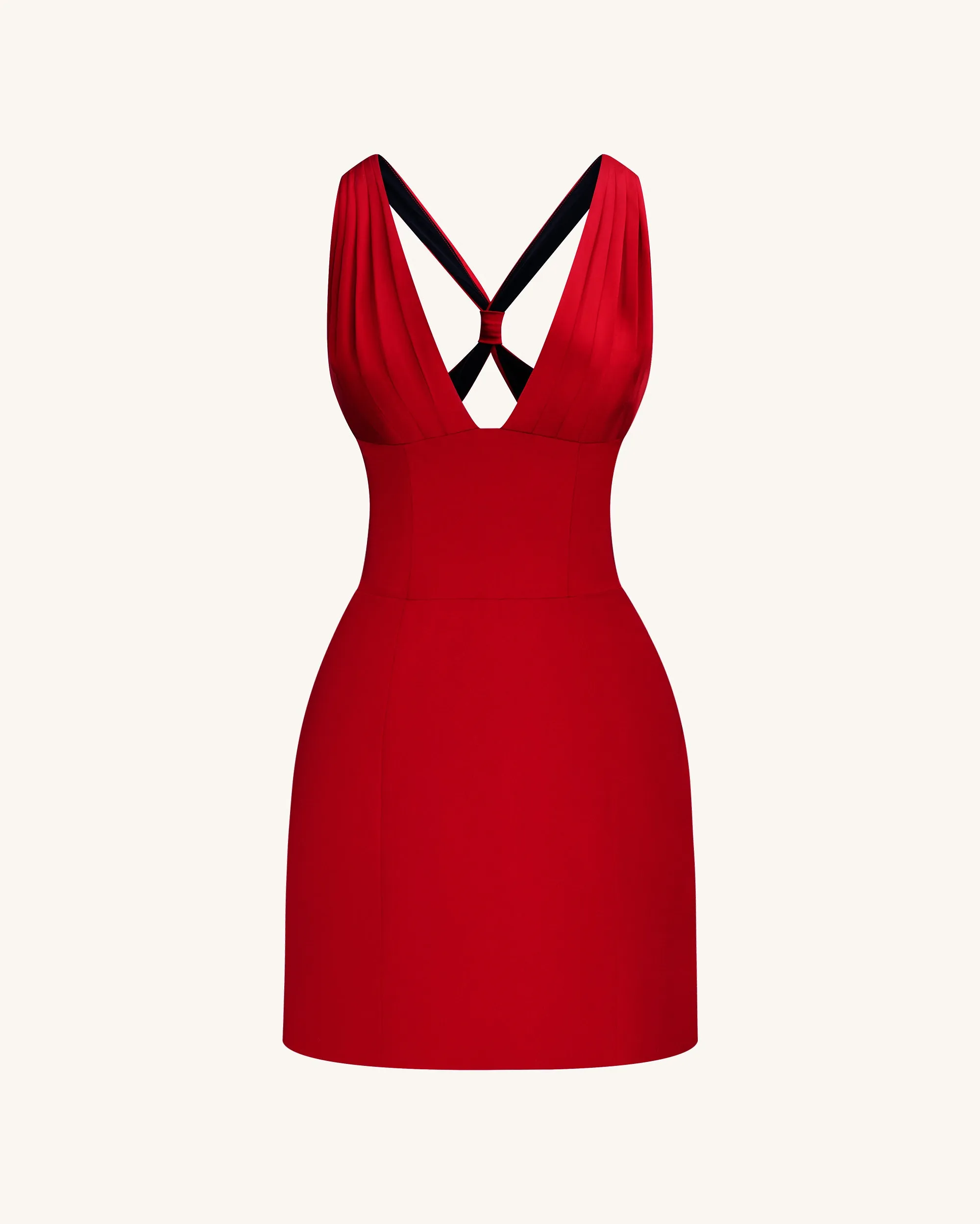 Pleated Deep V-Neck Mini Dress - Red sold by JW PEI product image thumbnail 4