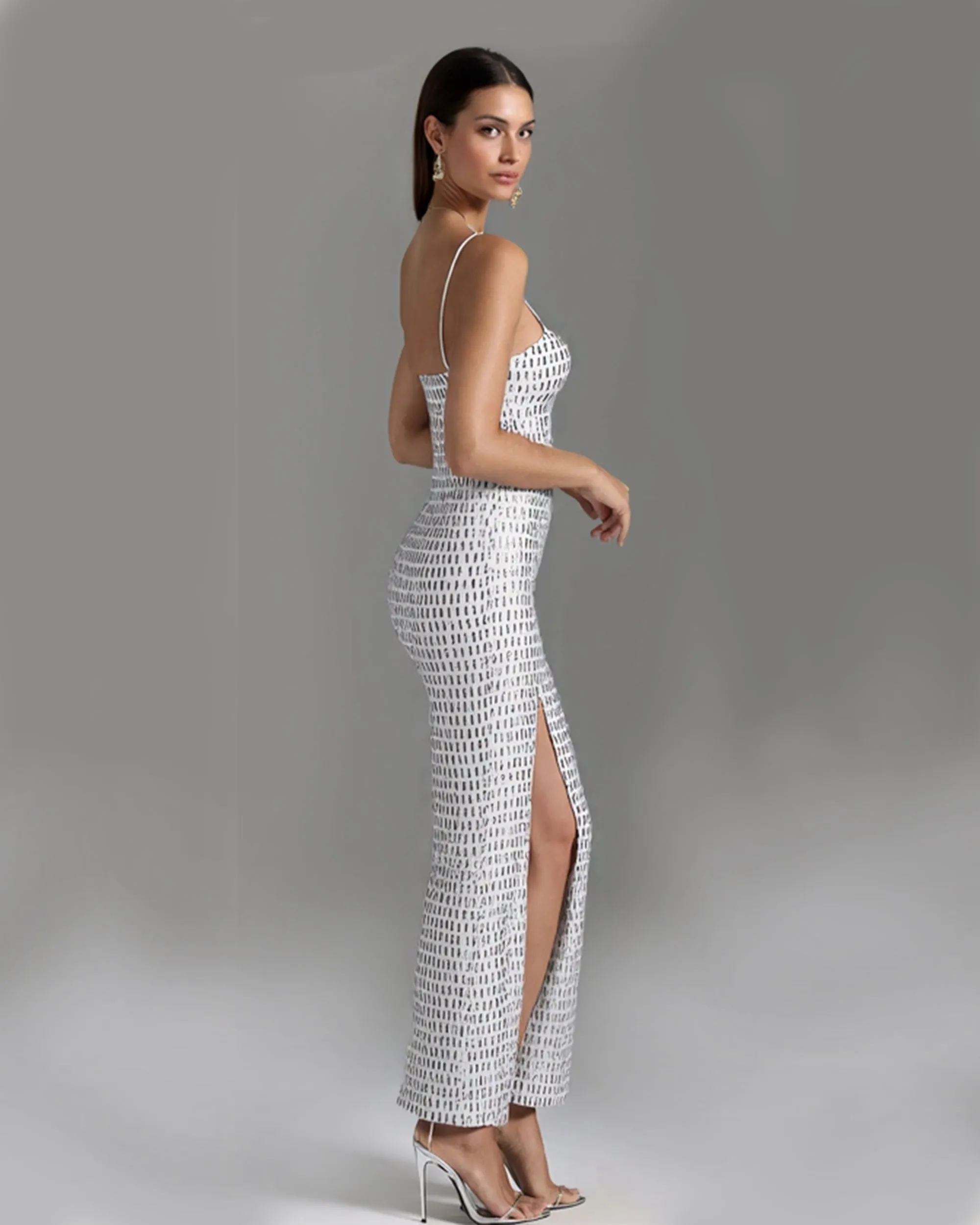 Sequined Cut-Out Maxi Dress - White sold by JW PEI product image thumbnail 2