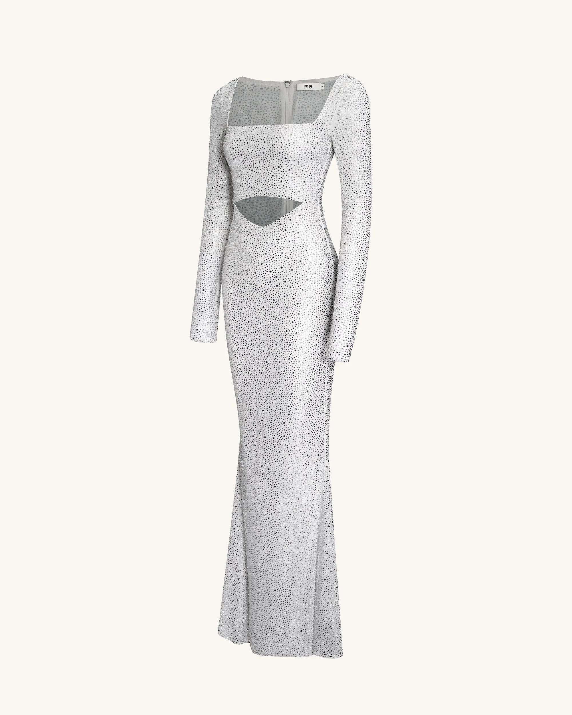 Rhinestone Embellished Cut-Out Maxi Dress - White sold by JW PEI product image thumbnail 4