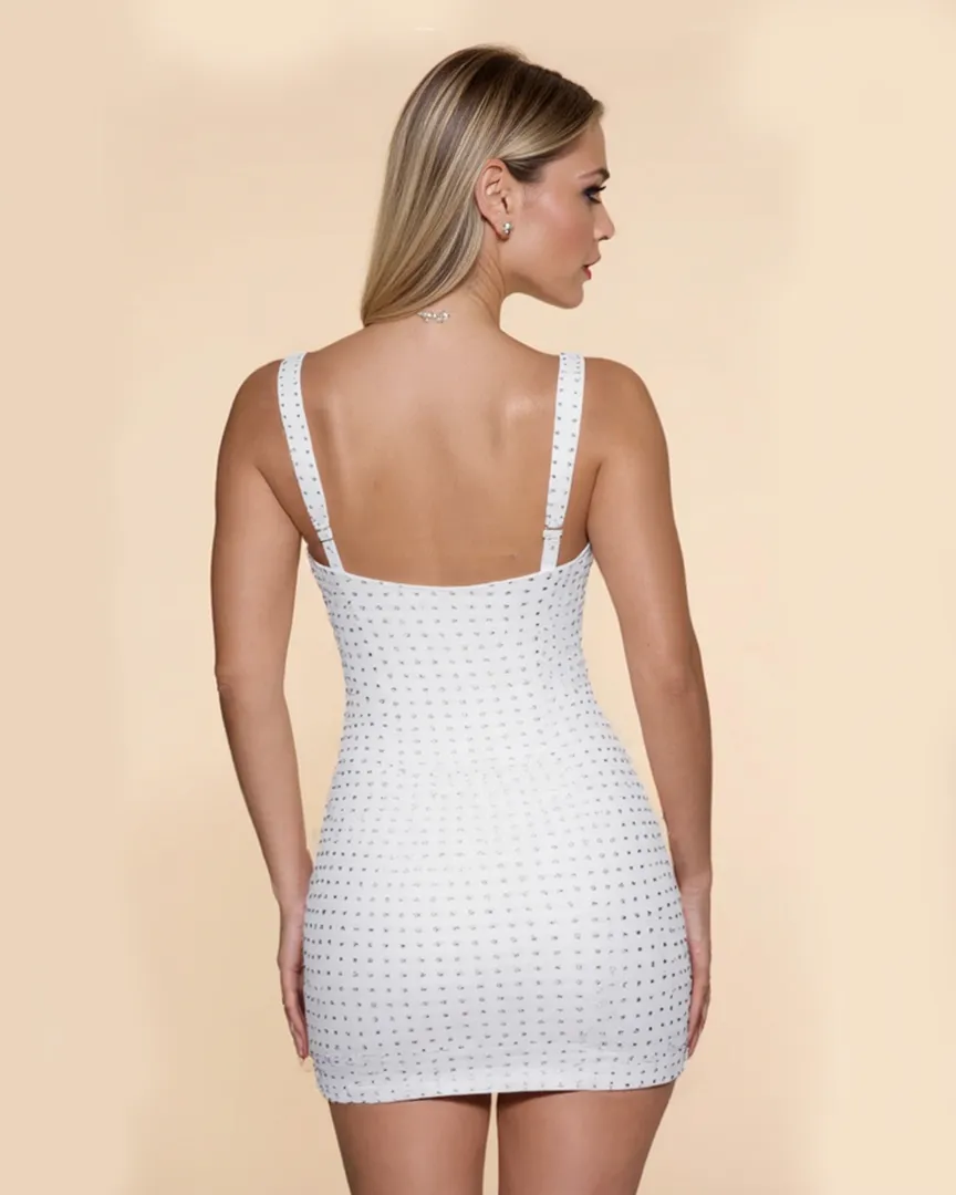 Rhinestone Embellished Mini Dress - White sold by JW PEI product image thumbnail 3