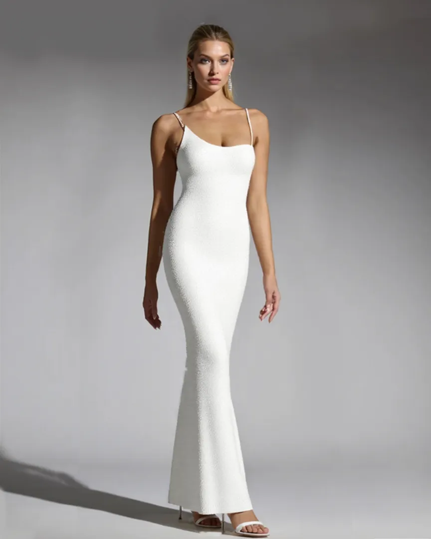 Beaded Embellished Maxi Dress - White sold by JW PEI