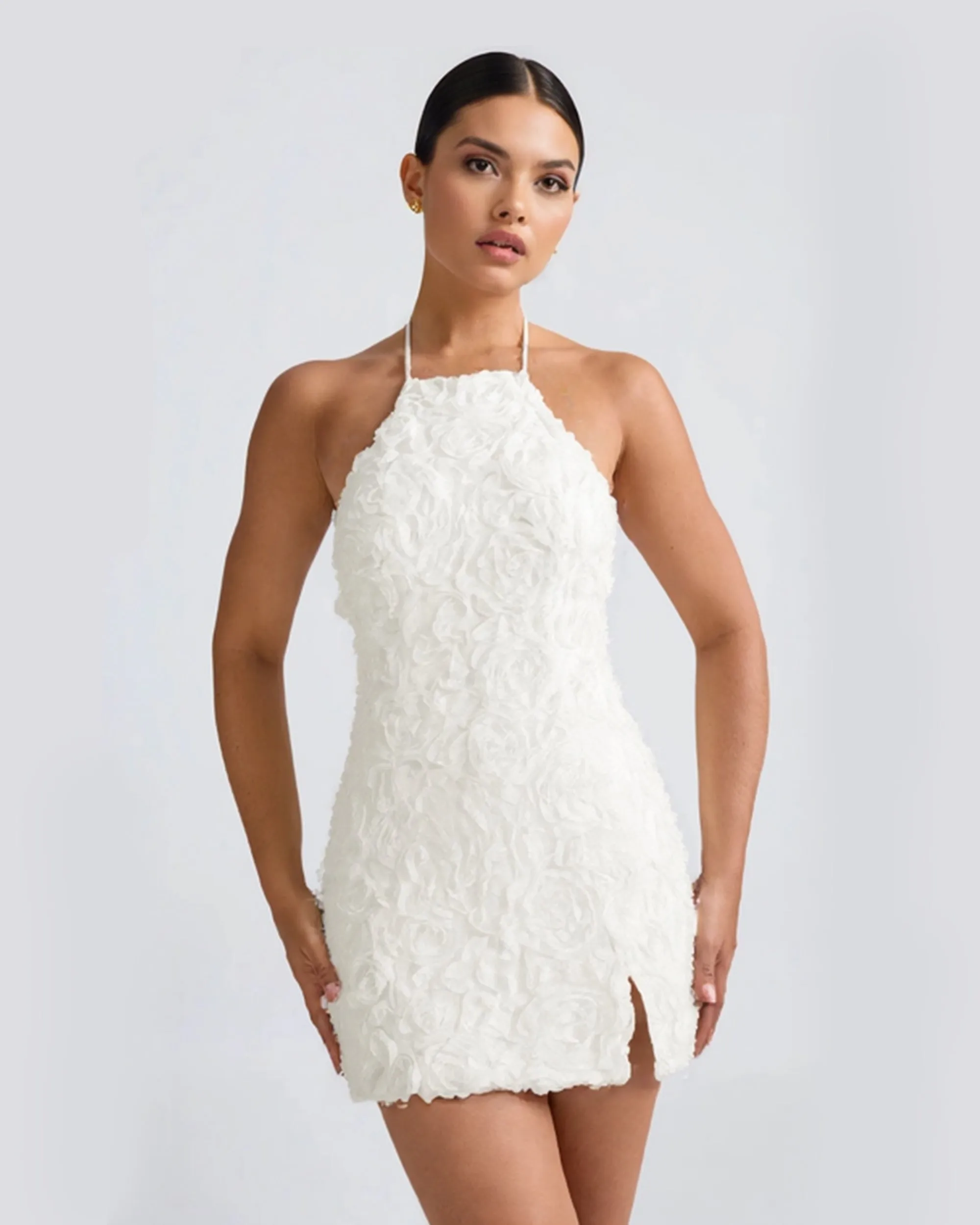 Floral Appliqué Mini Dress - White sold by JW PEI