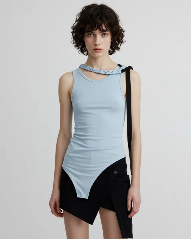 Two-Tone Sleeveless Top - Blue/Black sold by JW PEI