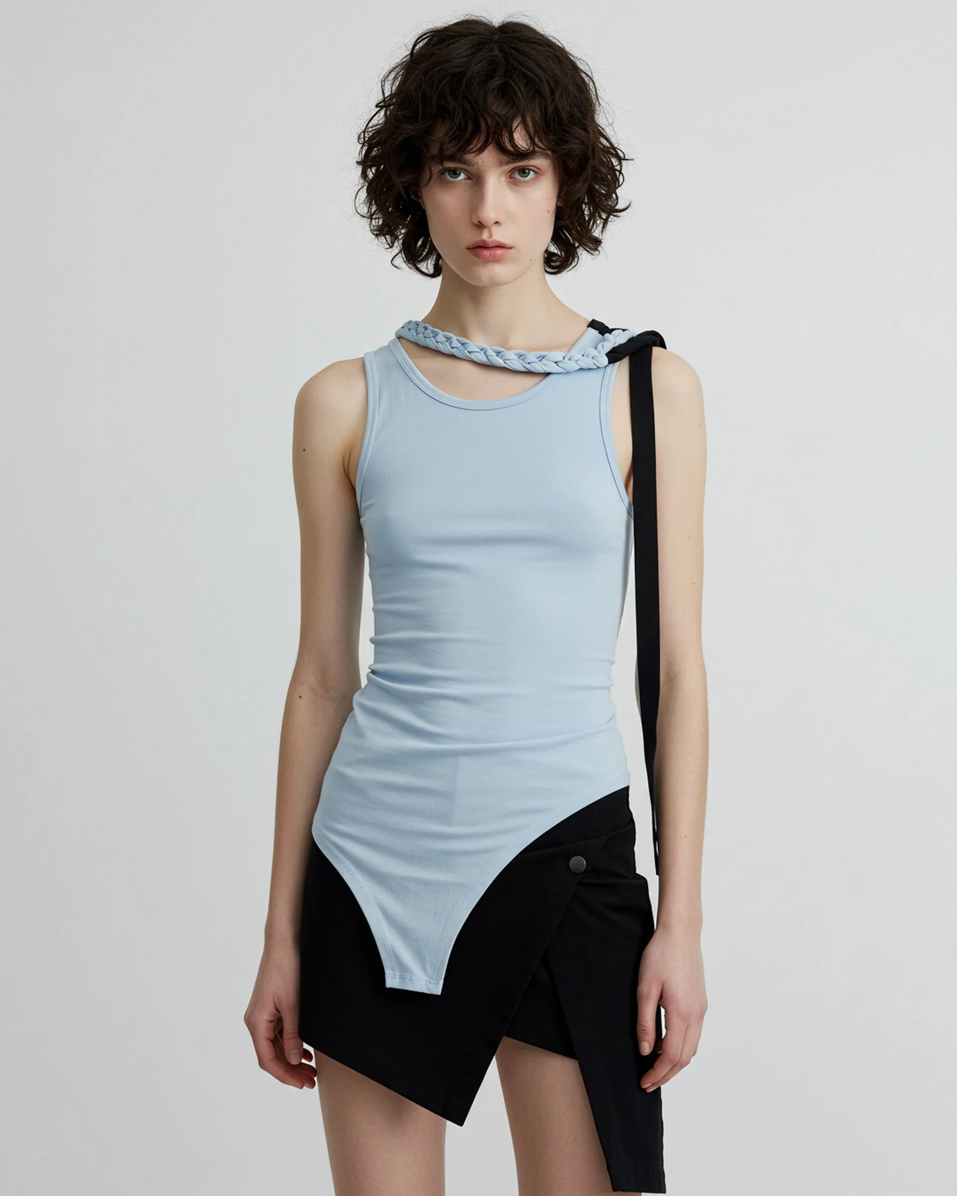 Two-Tone Sleeveless Top - Blue/Black sold by JW PEI