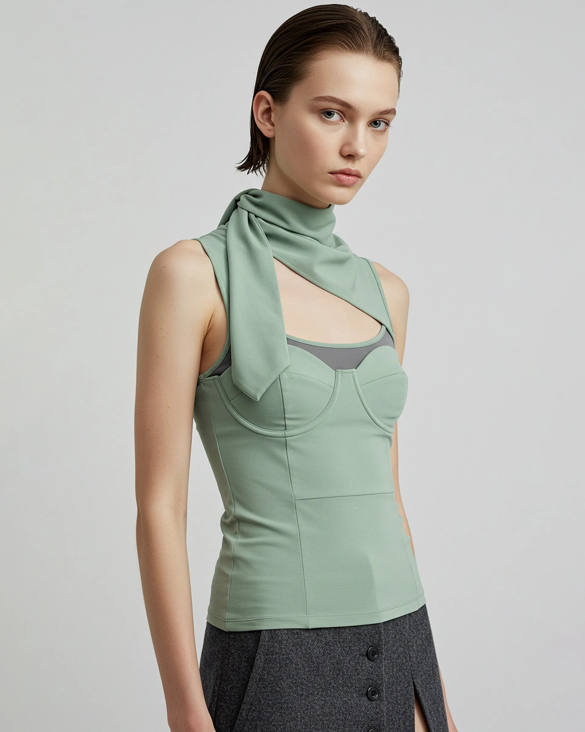Asymmetrical Halter Top - Green sold by JW PEI
