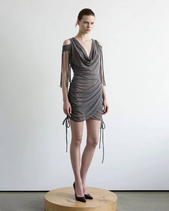 Draped Cutout Dress - Gray sold by JW PEI