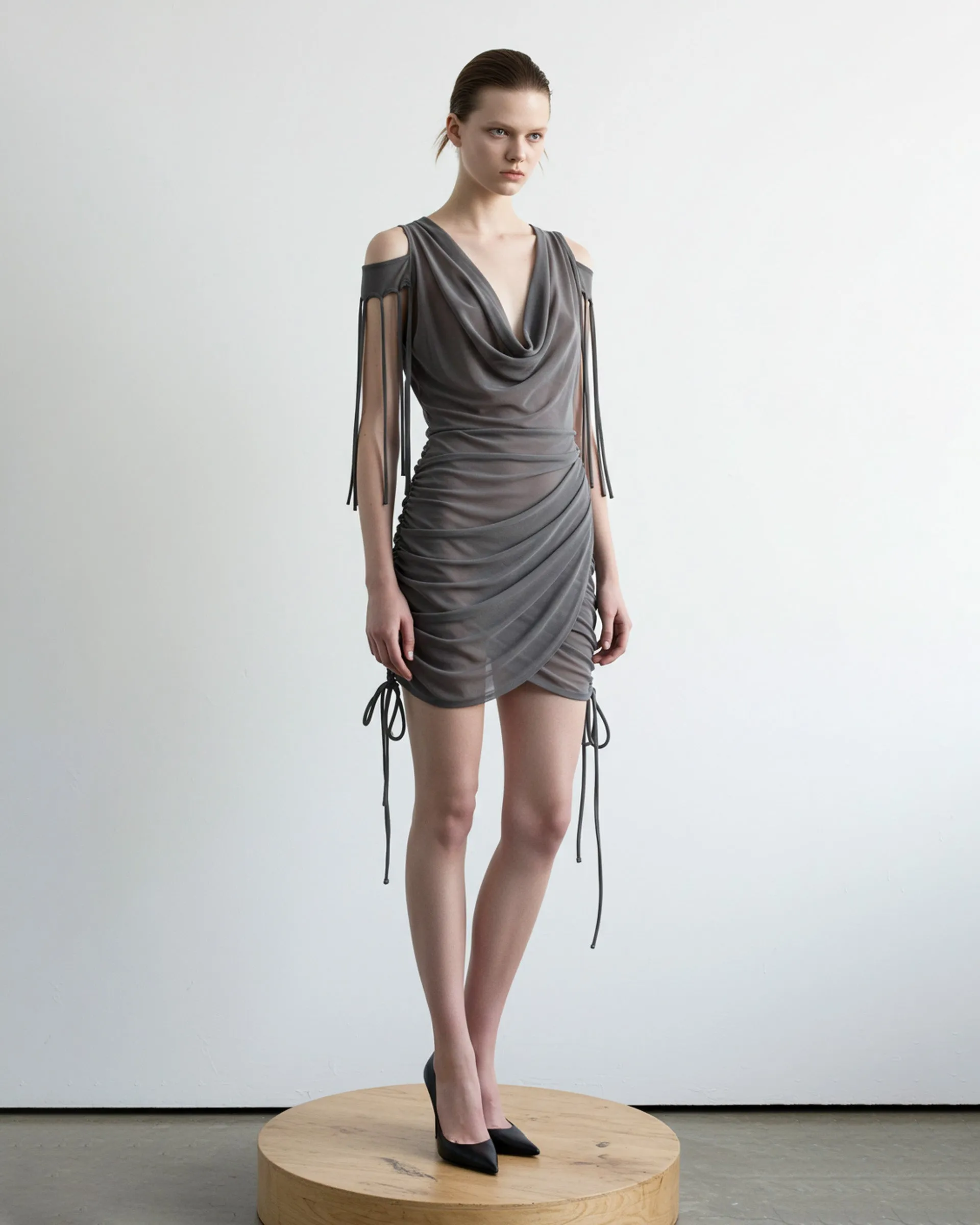 Draped Cutout Dress - Gray sold by JW PEI