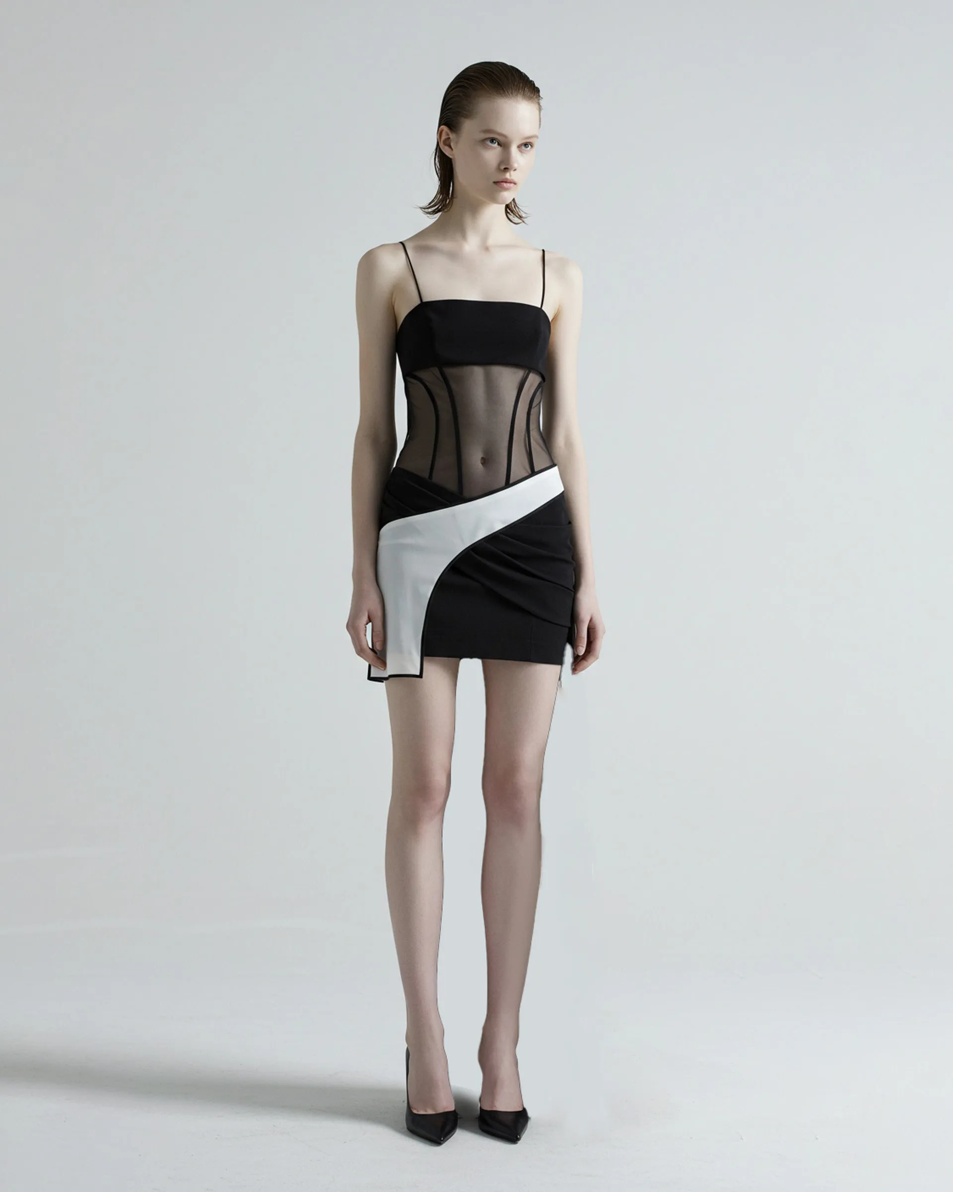 Mesh Bodycon Dress - Black/White sold by JW PEI