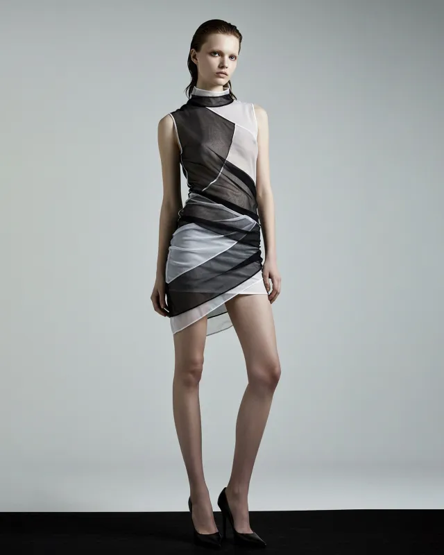 Mesh Contrast Dress - Black/White sold by JW PEI