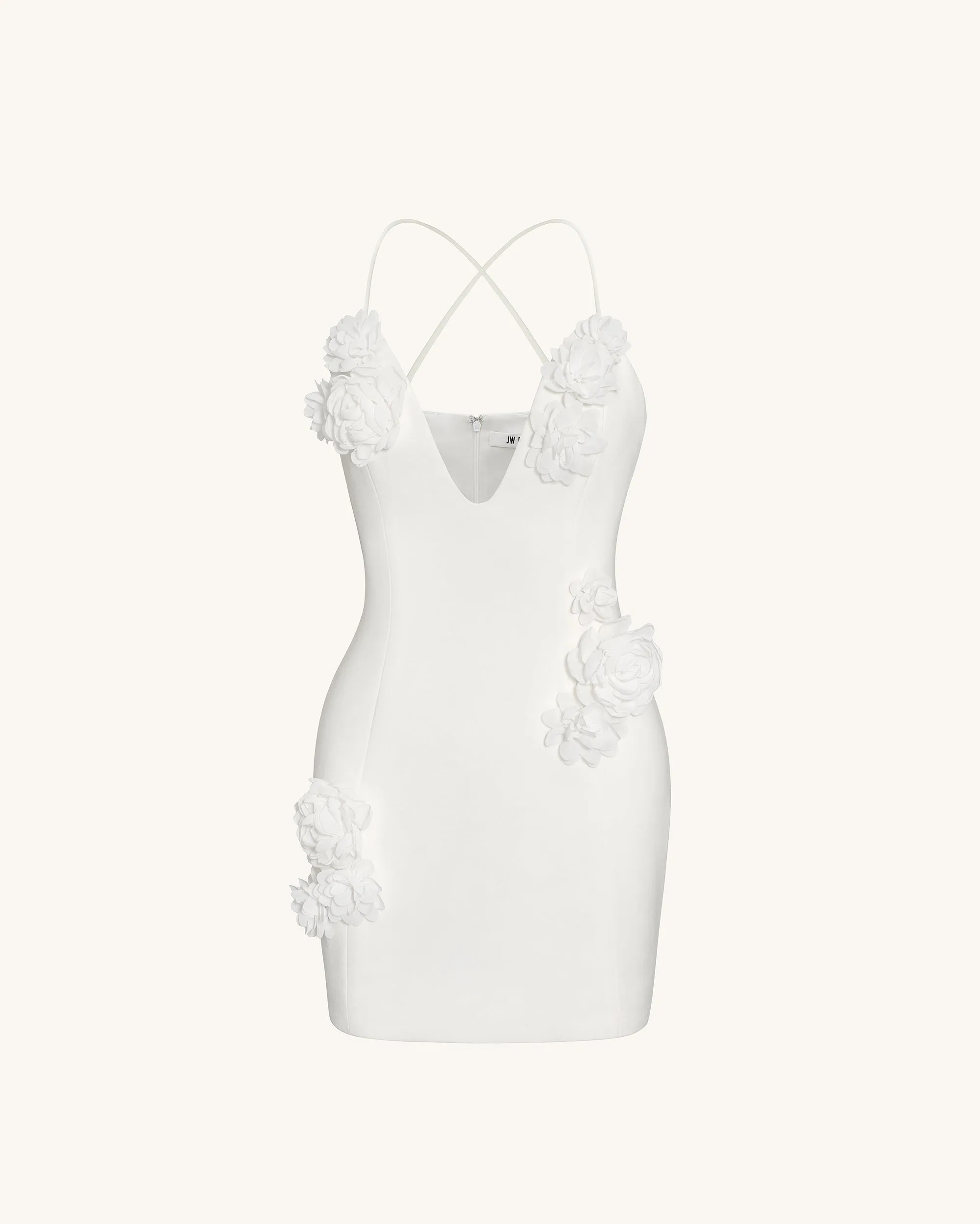 Floral Embrace Sleeveless Gown - White sold by JW PEI