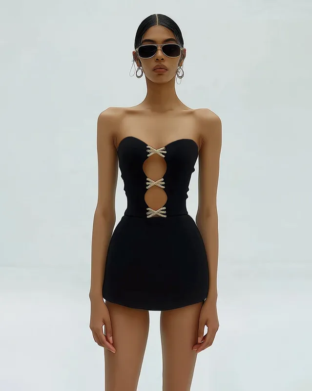 Samantha Cutout Mini Dress - Black sold by JW PEI