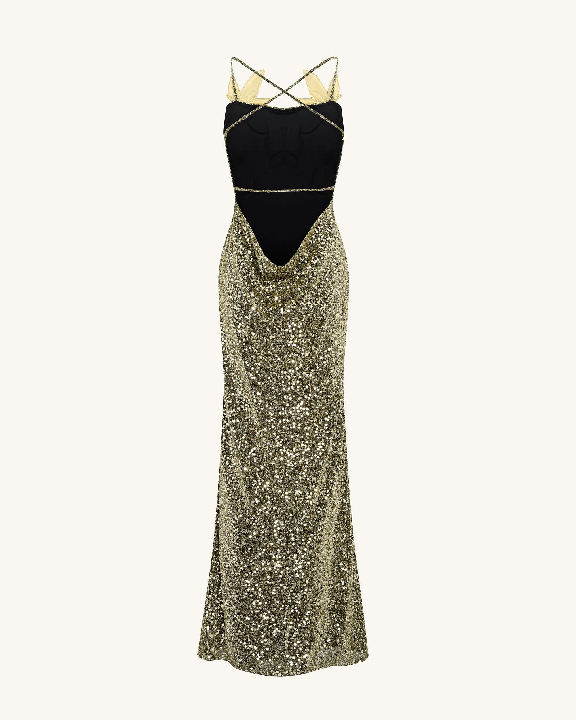 Araminta Sequined Gown with Floral Details - Gold sold by JW PEI product image thumbnail 3