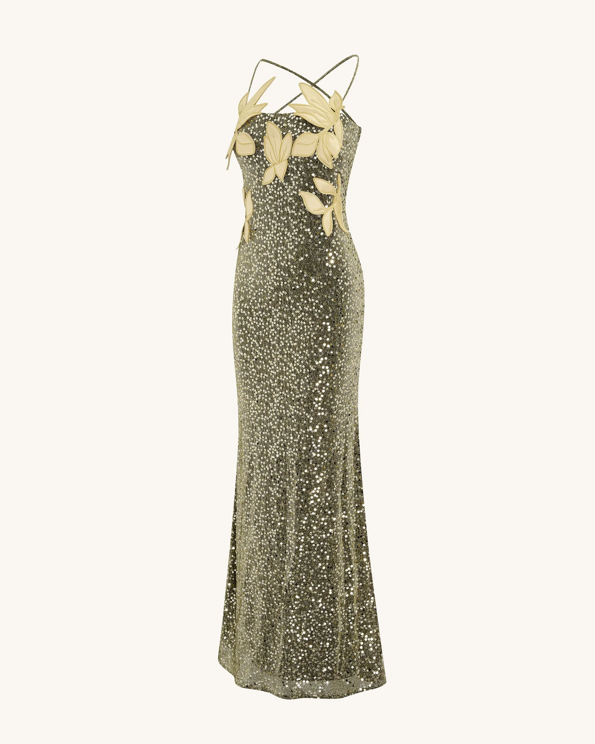 Araminta Sequined Gown with Floral Details - Gold sold by JW PEI product image thumbnail 2