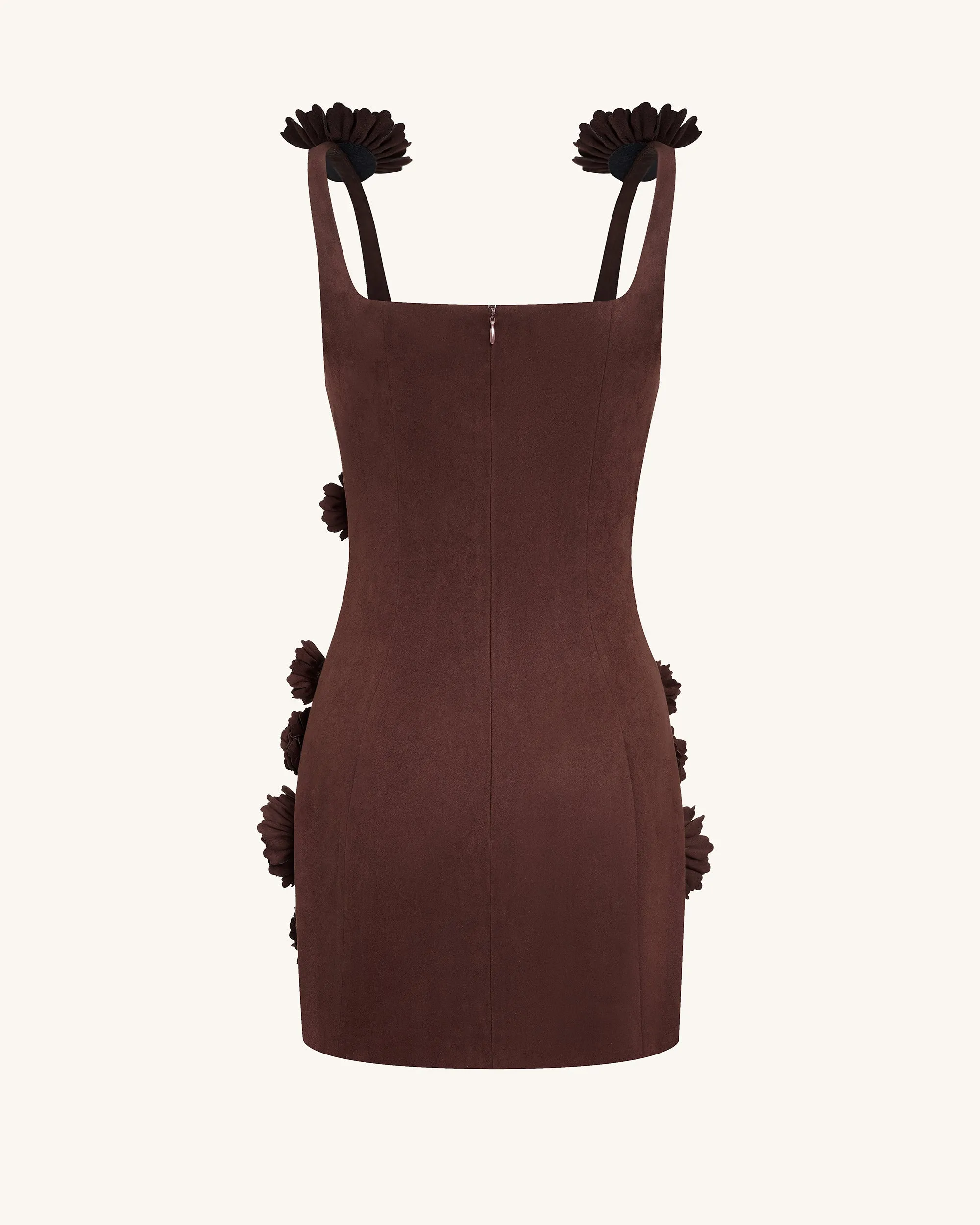 Elaina Pink Rosette Applique Mini Dress - Chocolate Brown sold by JW PEI product image thumbnail 3