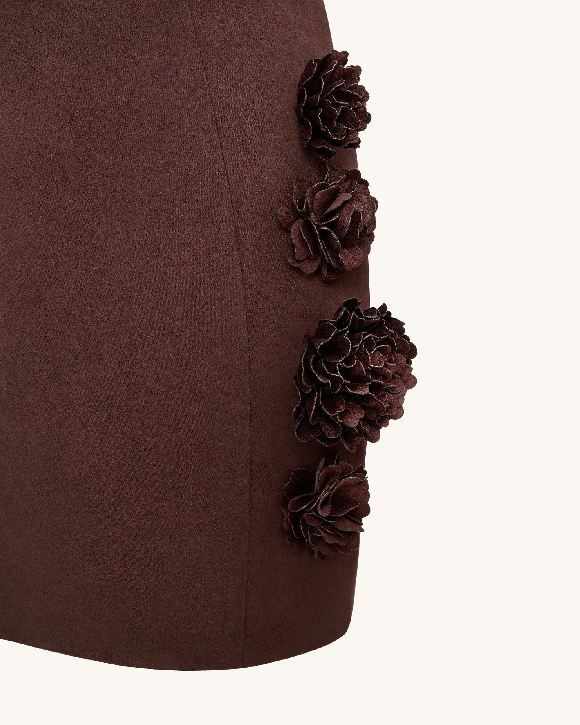 Elaina Pink Rosette Applique Mini Dress - Chocolate Brown sold by JW PEI product image thumbnail 4