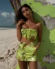 Tropical Satin Halter Dress - Green sold by JW PEI