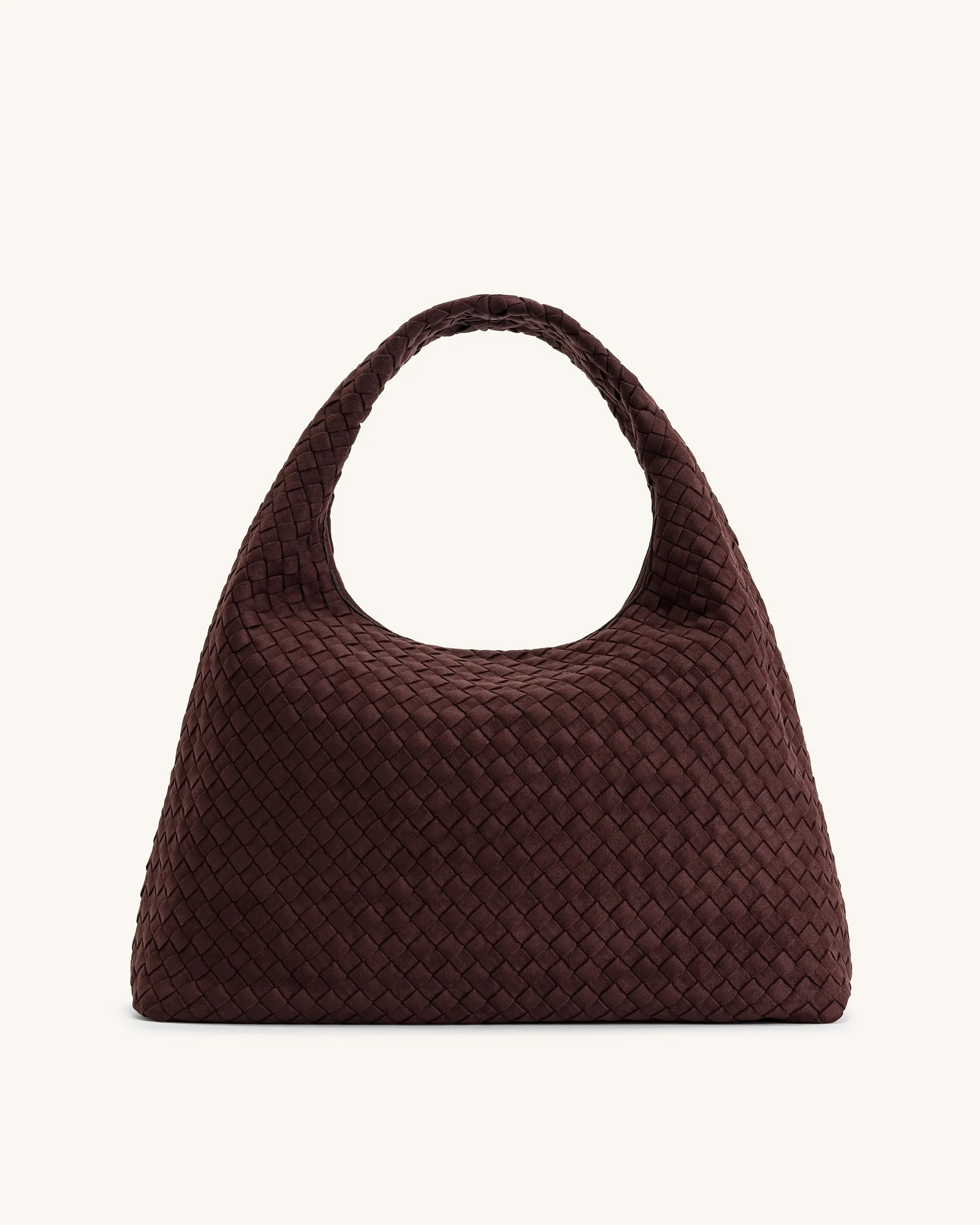 Iaura Faux Suede Woven Shoulder Bag - Dark Brown sold by JW PEI