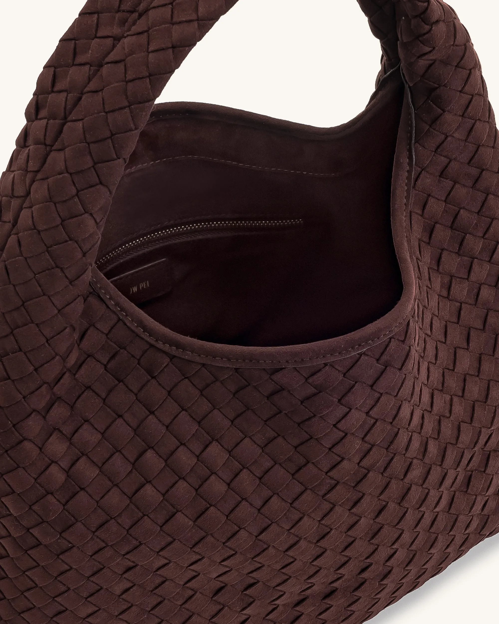 Iaura Faux Suede Woven Shoulder Bag - Dark Brown sold by JW PEI product image thumbnail 4