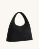 Iaura Faux Suede Woven Shoulder Bag - Black sold by JW PEI