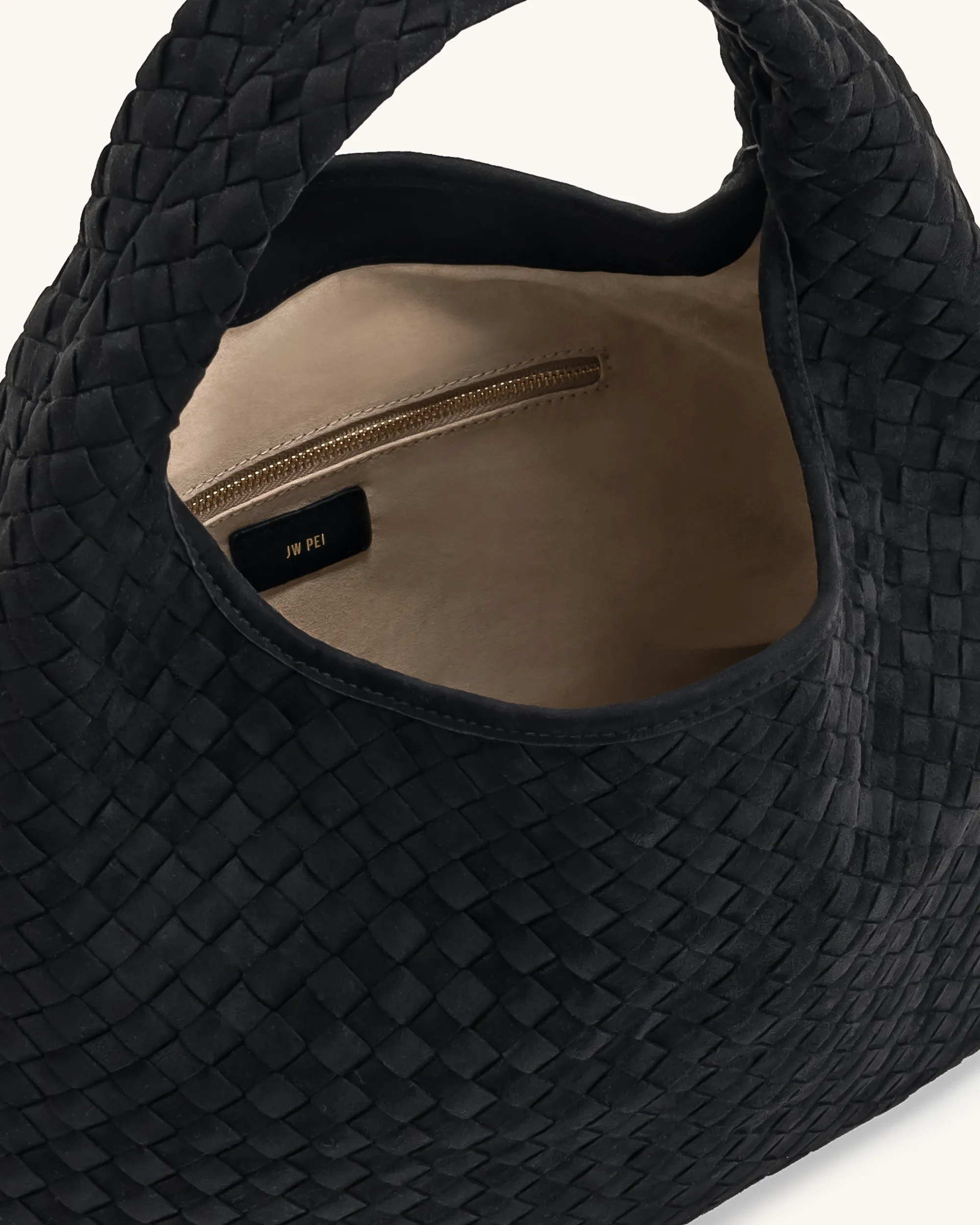 Iaura Faux Suede Woven Shoulder Bag - Black sold by JW PEI product image thumbnail 4
