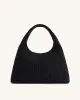 Iaura Faux Suede Woven Shoulder Bag - Black sold by JW PEI