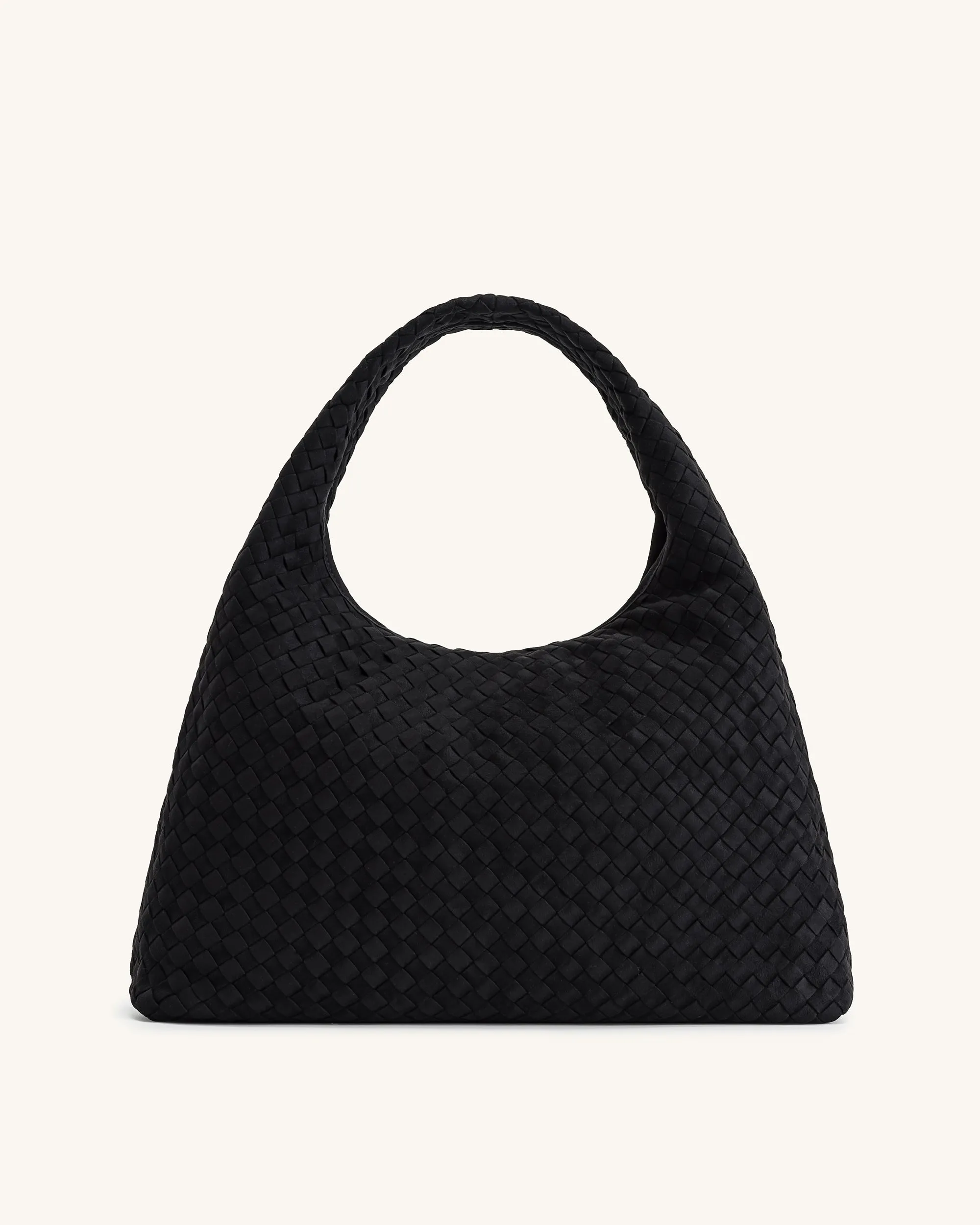Iaura Faux Suede Woven Shoulder Bag - Black sold by JW PEI